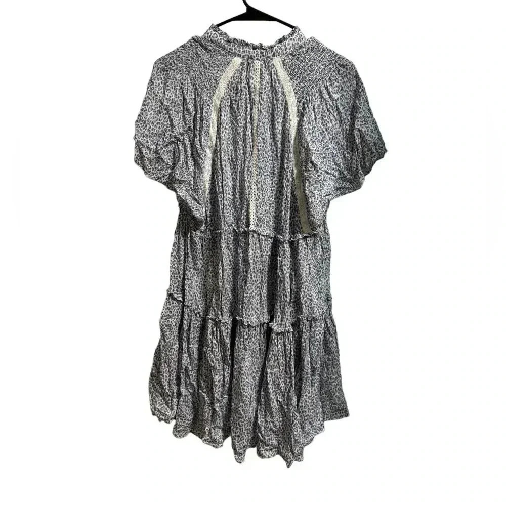 Vici Blue Animal Print Ruffle Tassel Dress Size Medium - Picture 2 of 4